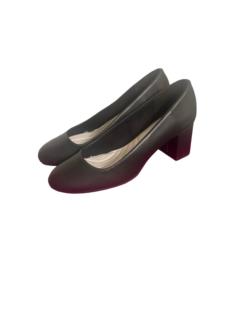 easy street Black Round-Toe Block Heel Pumps